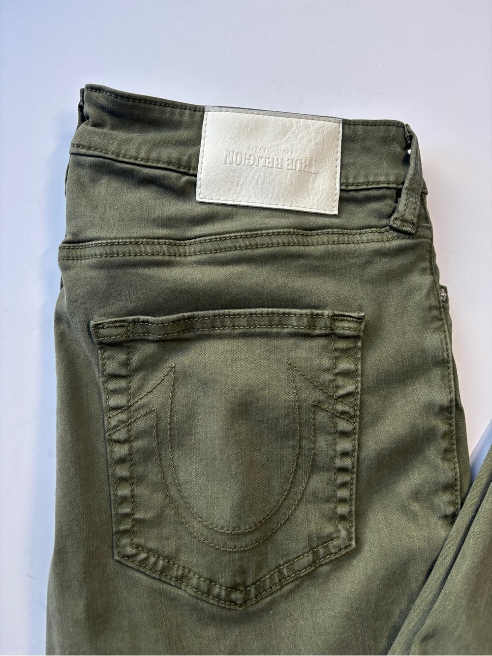 28 True Religion Halle Jeans Women Olive Green Mid Rise Super Skinny